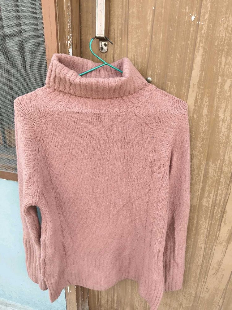 Cozy Pink Turtleneck Sweater
