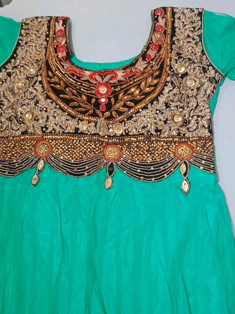 Embroidered Green Dress