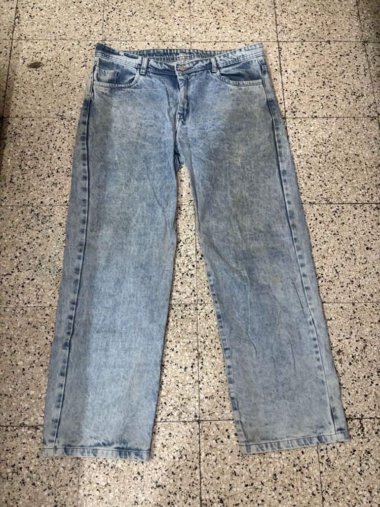 Acid Wash Wide Leg Jeans