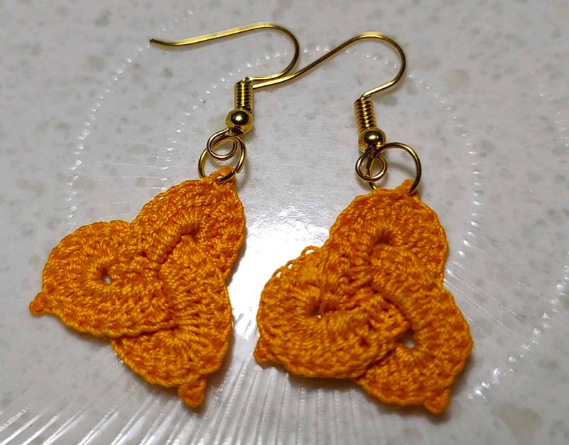 Handmade Orange Crocheted Earrings