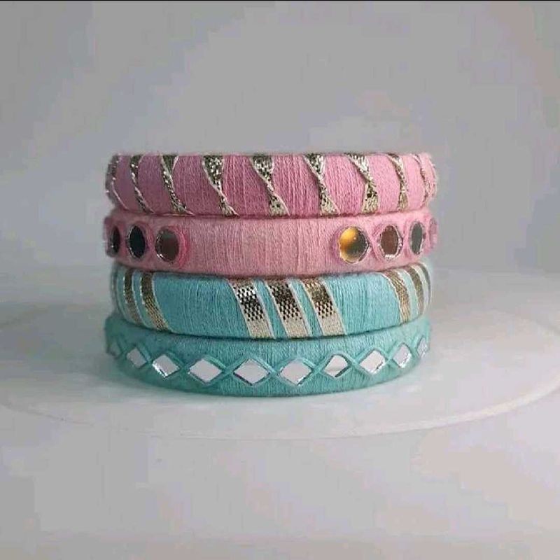 Handmade Thread Bangles Set🩷🩵