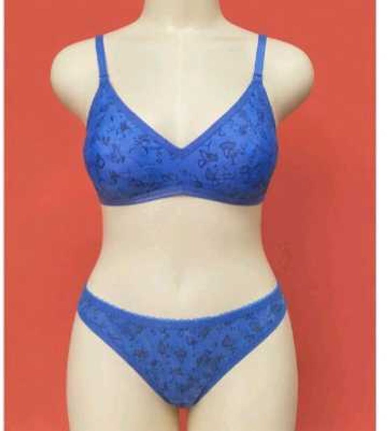 Blue Printed Bra Set
