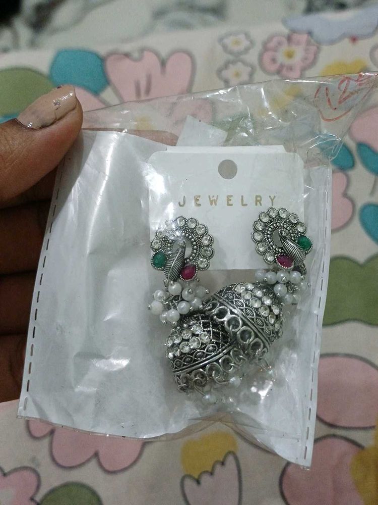 Oxidised Jhumka Earrings