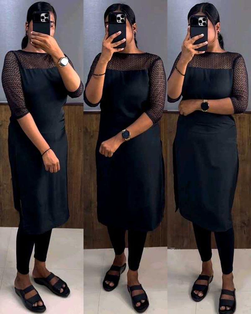 Chic Black Net 🥳Sleeve Kurta