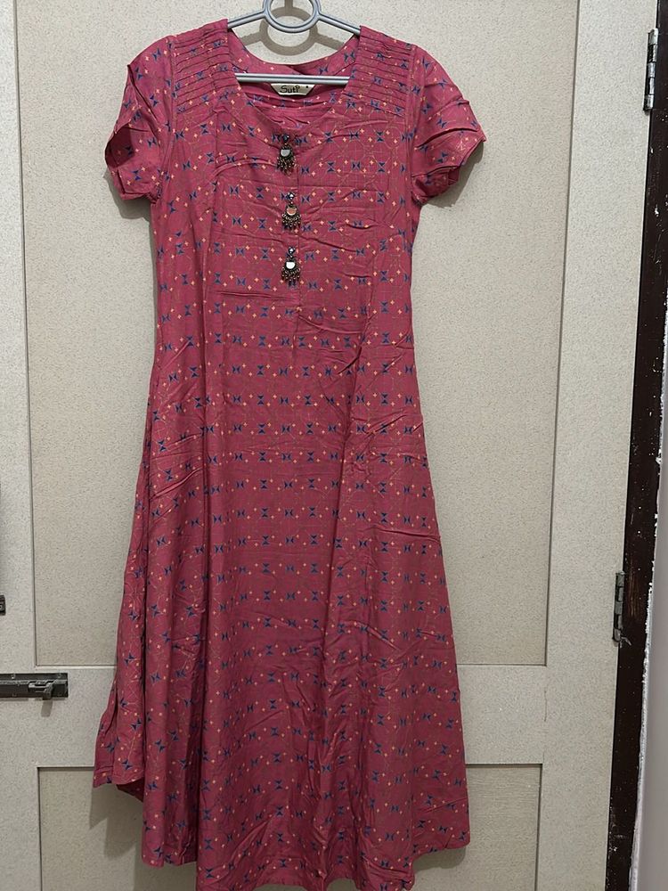 Dusty Rose Print Midi Dress