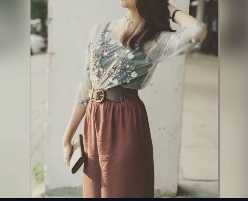 Powder Blue Embroidered Top