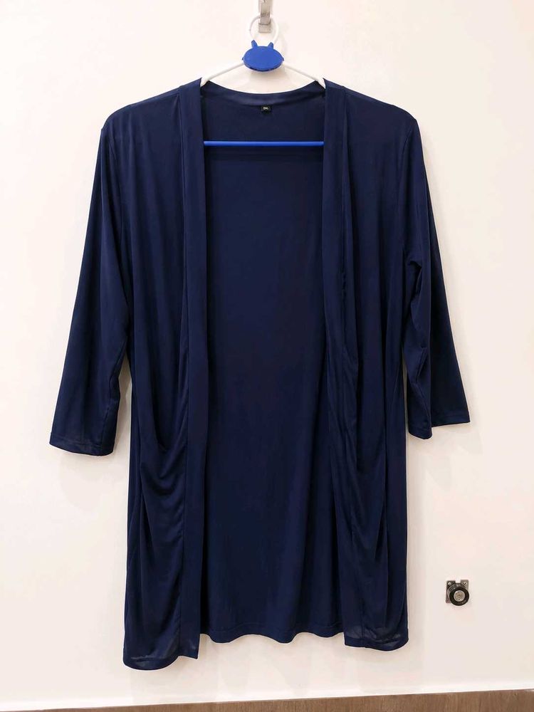 Navy Blue Open Front Cardigan