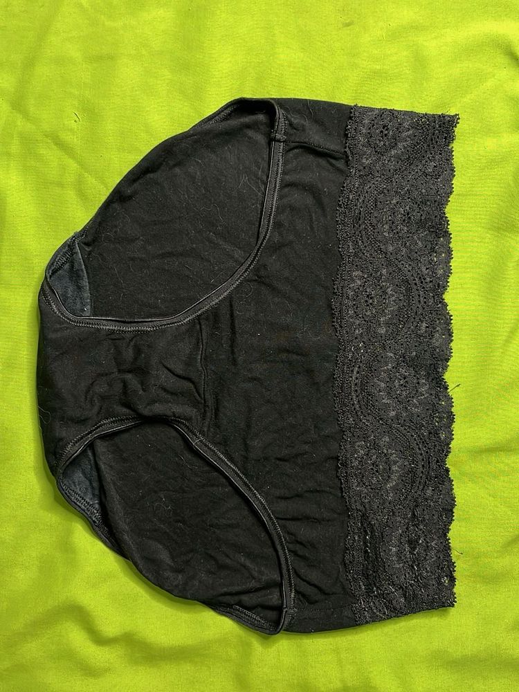 USED and Customiseable cotton lace black panty