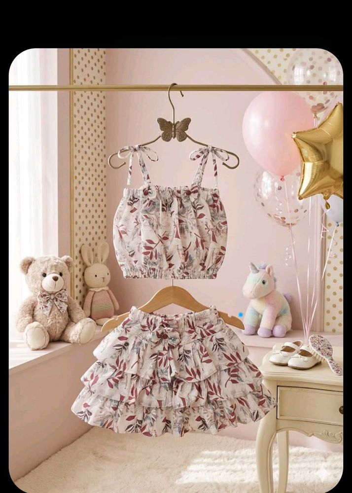 Floral Ruffle Skirt &amp; Crop Top Set