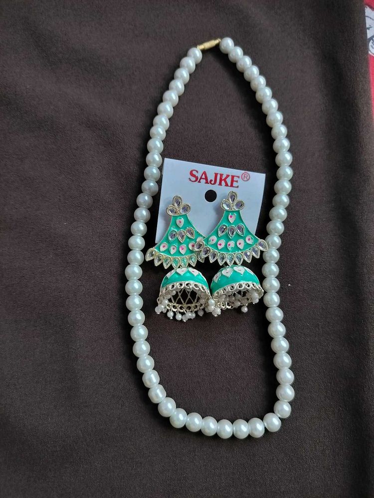 Elegant Pearl Necklace &amp; Jhumka Earrings Set✨❤️