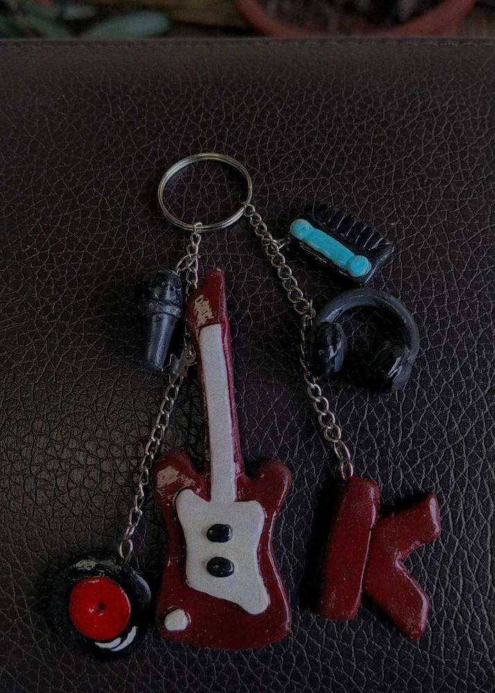 Music Themed Guitar Keychain