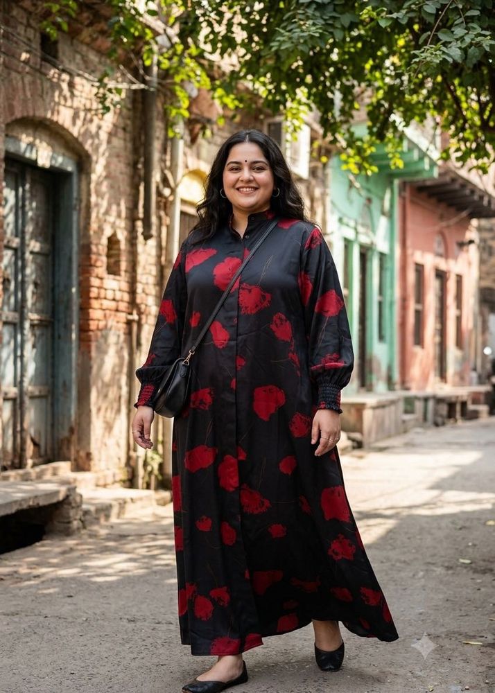 Chic plus size Black &amp; Red Floral Maxi Dress