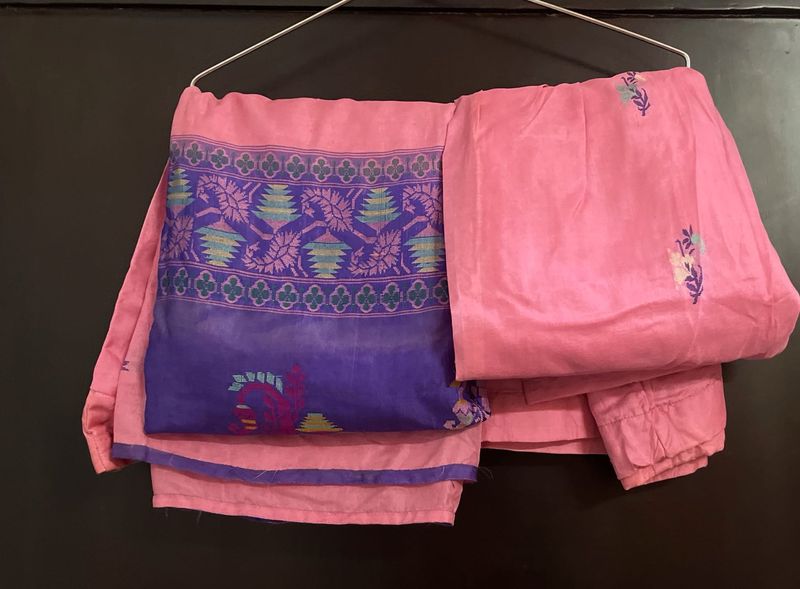 Summer Sale 🔥Pink Silk Cotton Blend Suit