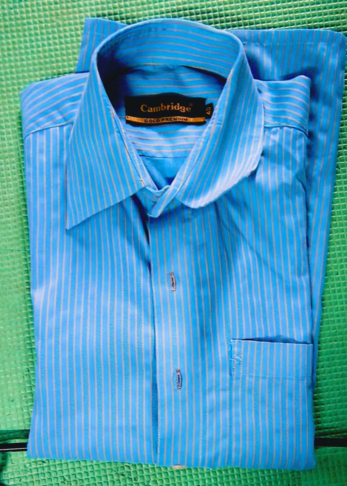 Cambridge Men's Blue Striped Formal Shirt