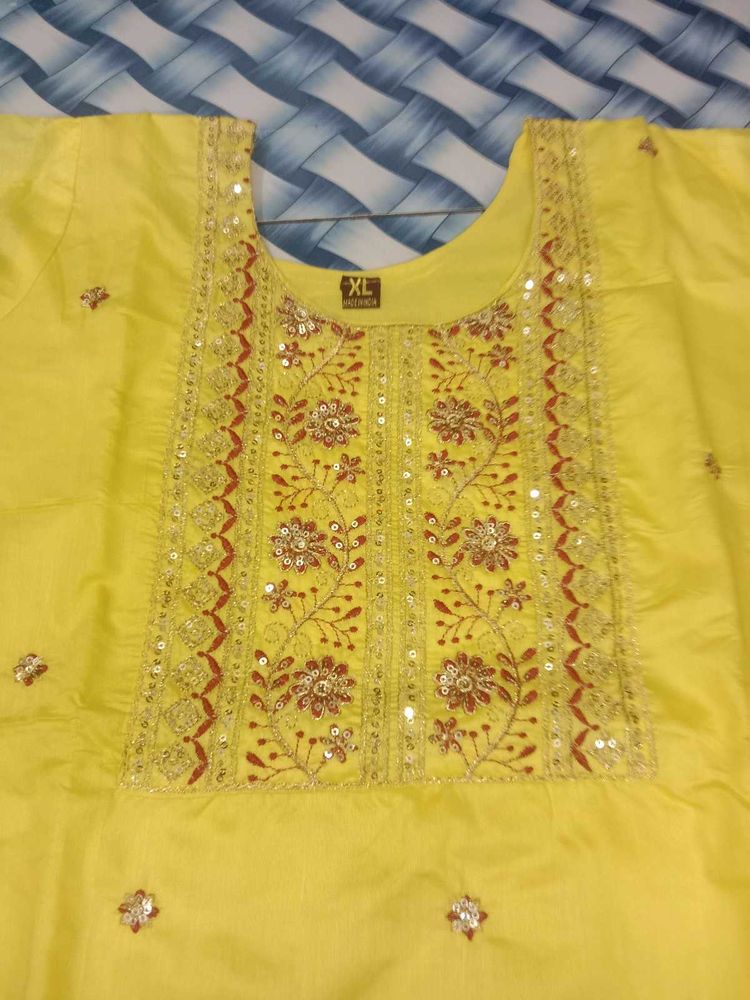 Yellow Embroidered Kurta Set