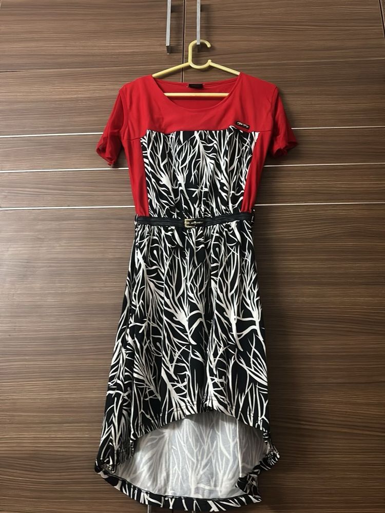 Red &amp; Black High-Low Dress