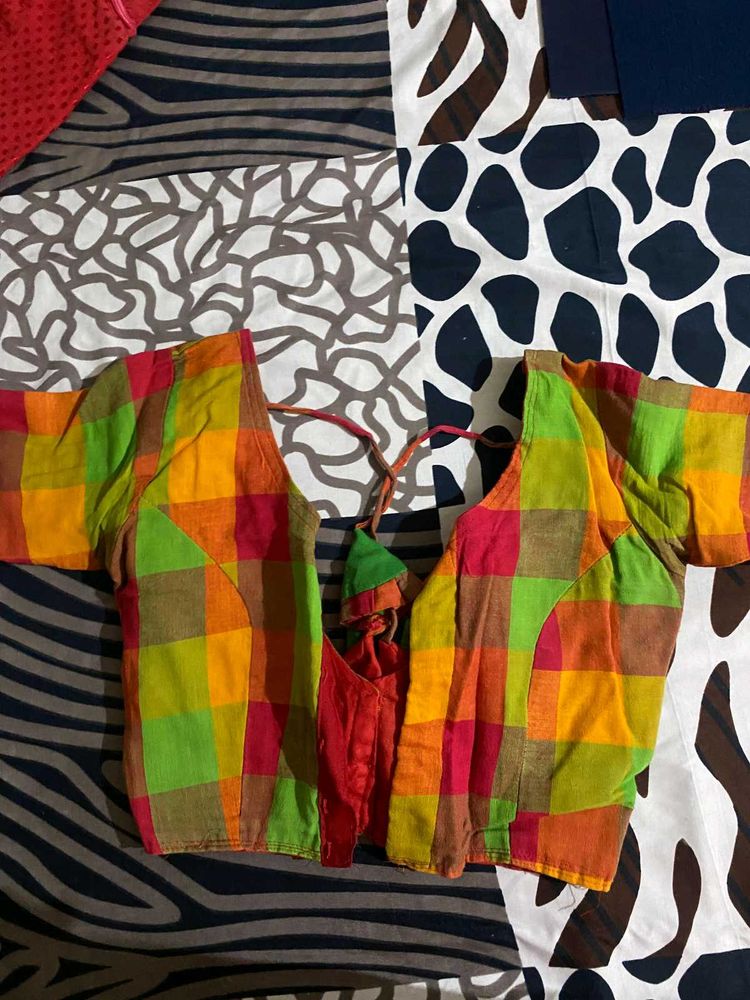 Vibrant Checked Ethnic Blouse