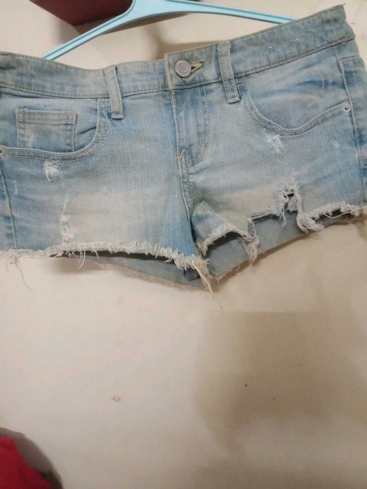 Distressed Denim Shorts
