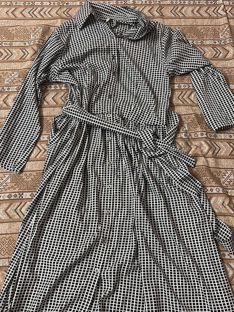 Checkered Shirt Dress
