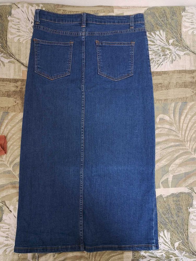 Classic Blue Denim Maxi Skirt