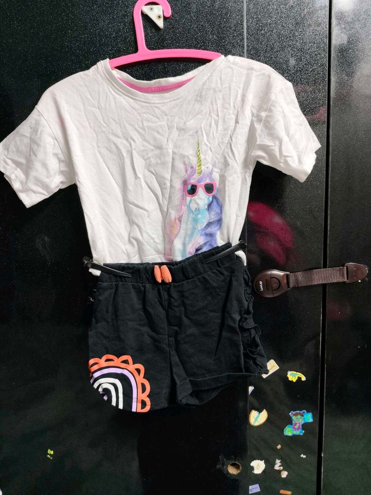 Cute Unicorn T-Shirt and Shorts Set