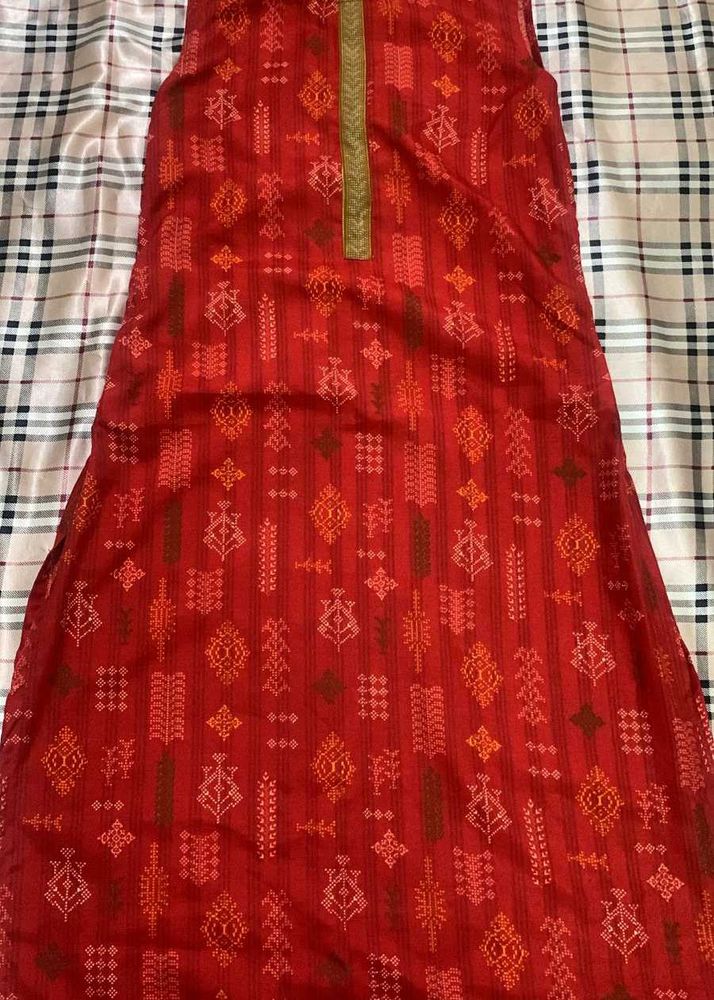 !!PRICE DROP ALERT!! Red Printed Sleeveless Kurta