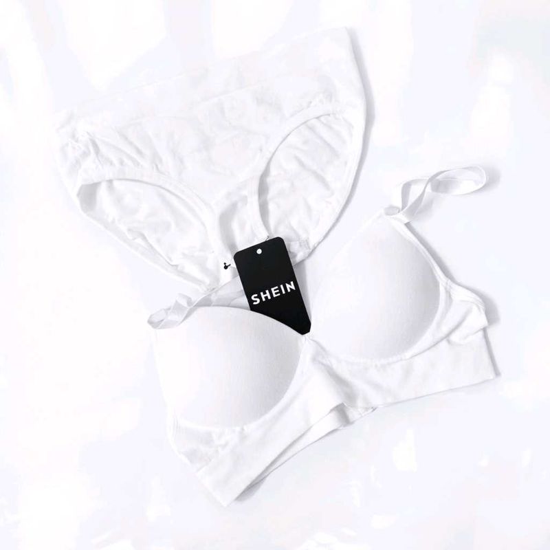 Shein Bra and Panty Set - White - Size - M