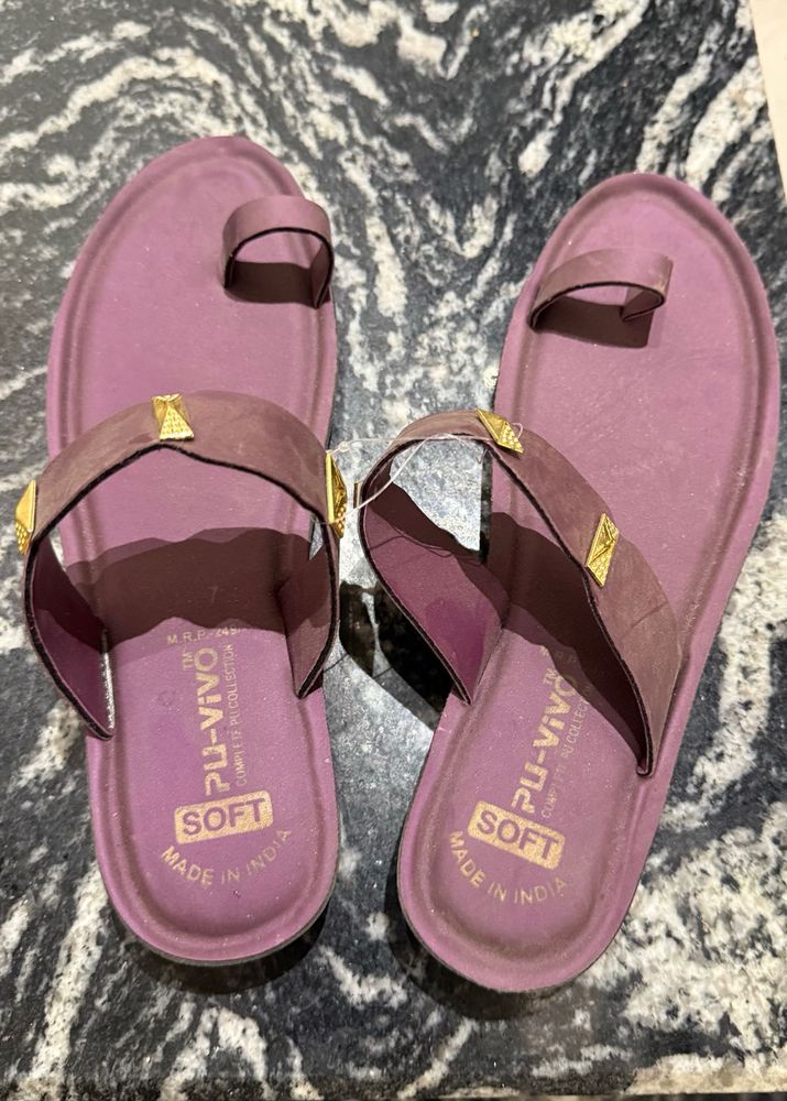 Women's Purple Studded Flip Flops