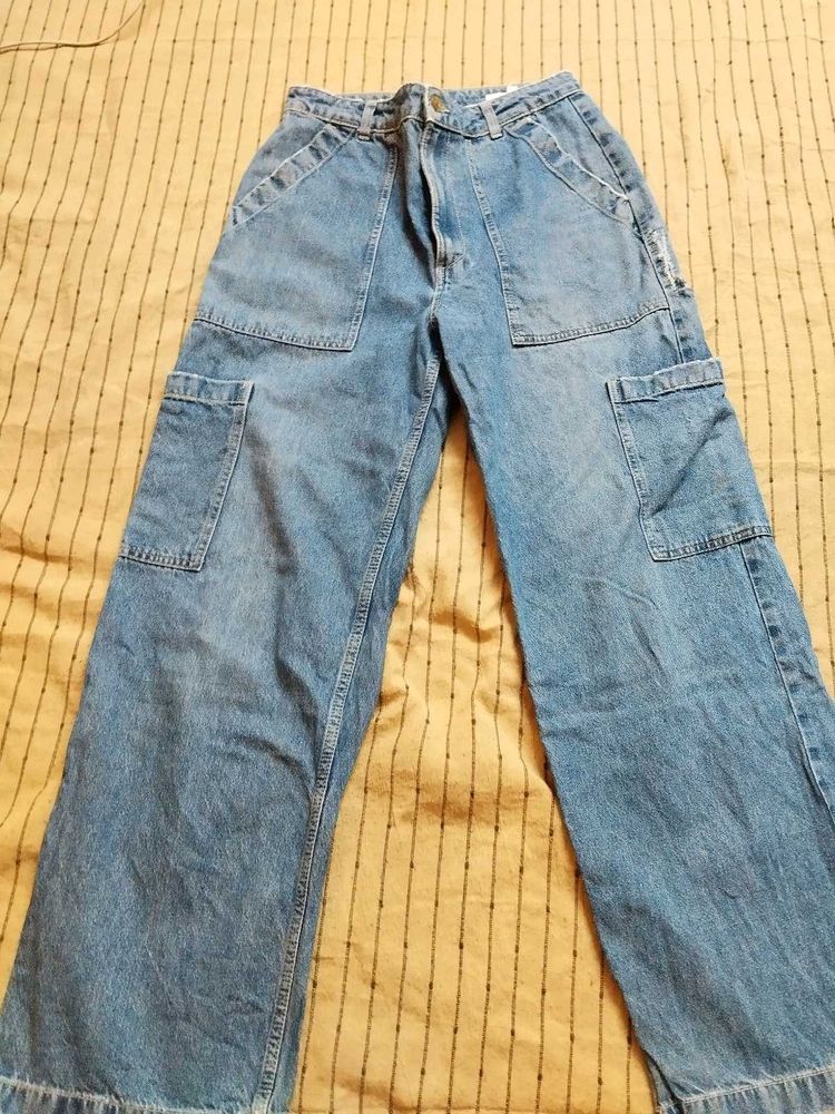 H&amp;M Blue Cargo Jeans