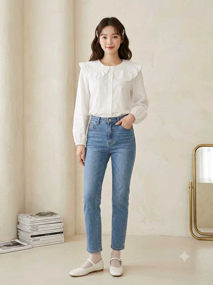 Chic White Ruffled Collar Blouse