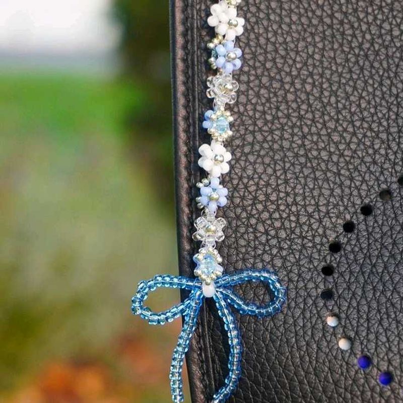 Blue Beaded Flower &amp; Bow