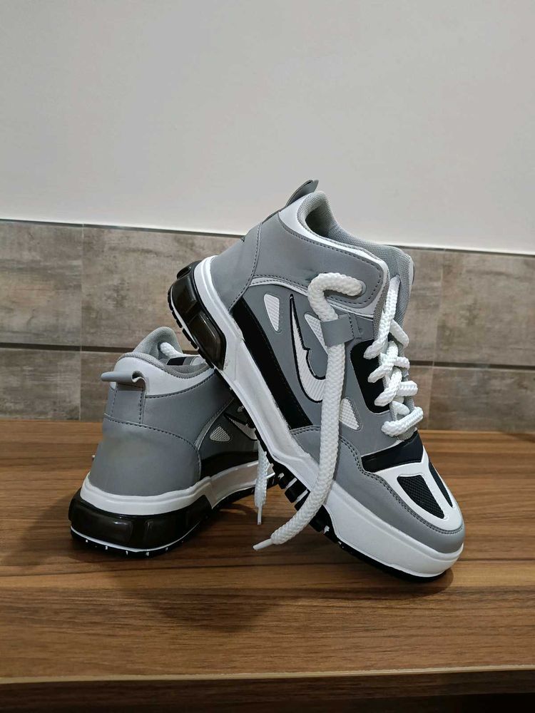 Stylish Grey High-Top Sneakers
