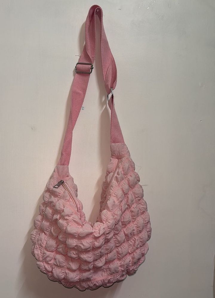Chic Pink Padded Hobo Bag