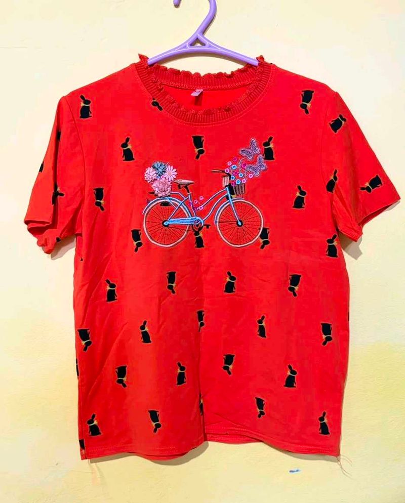 Cute rush Bunny Print T-Shirt