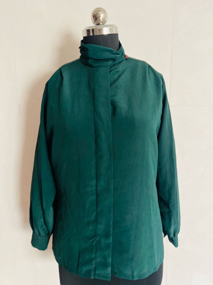 Elegant Green High Neck Blouse