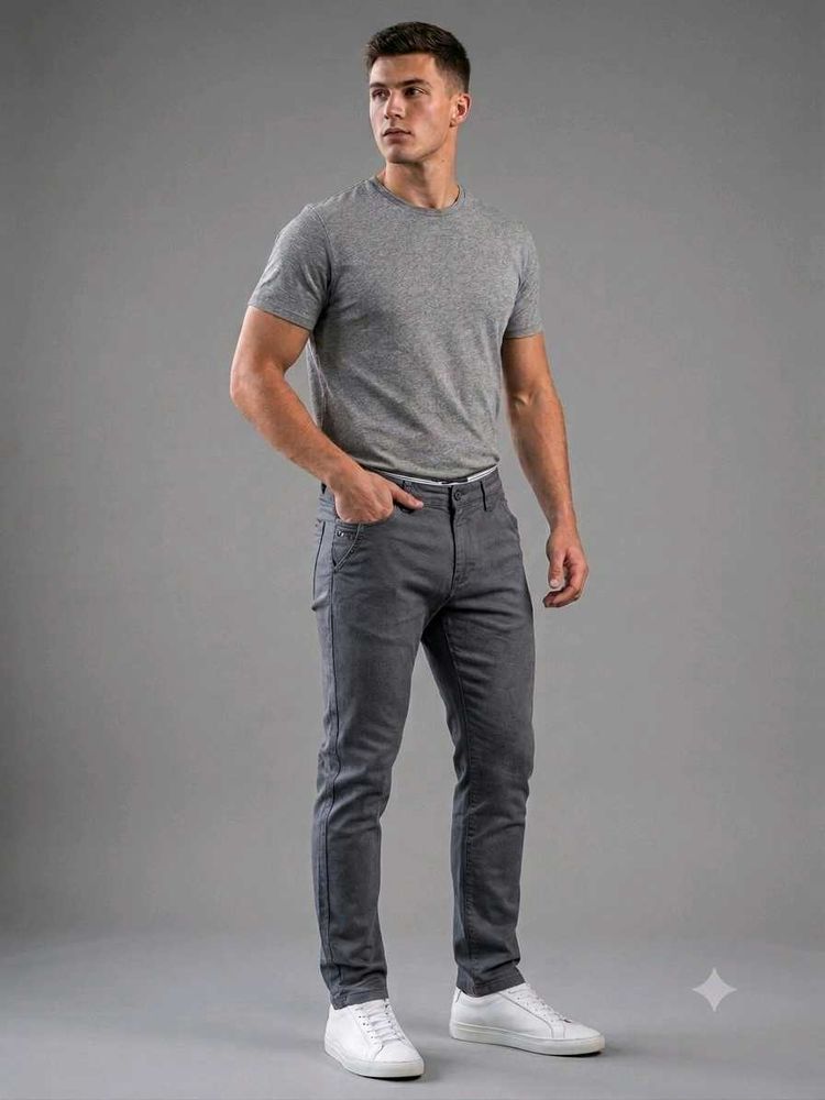 Classic Slim Fit Grey Chinos