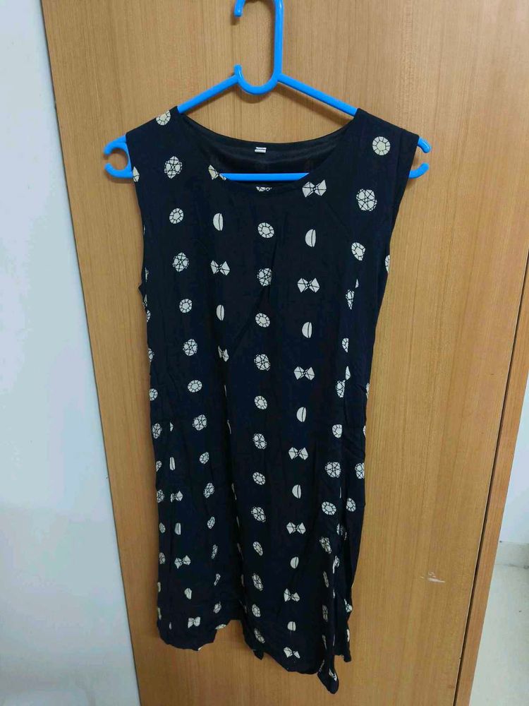 Stylish Navy Blue Printed Dress