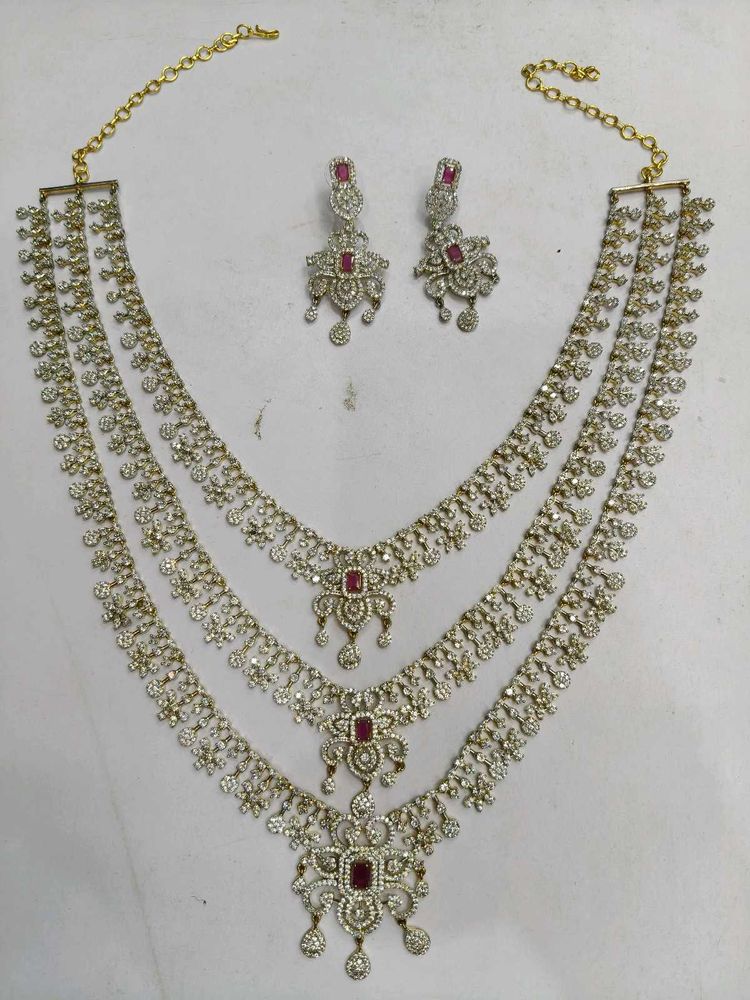 1Gm Gold Exquisite Layered Necklace with 2 jhumk