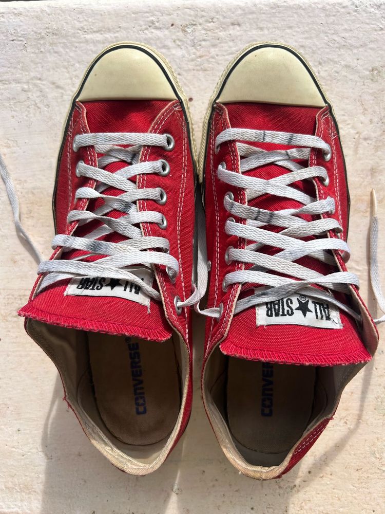 converse all star red canvas shoes