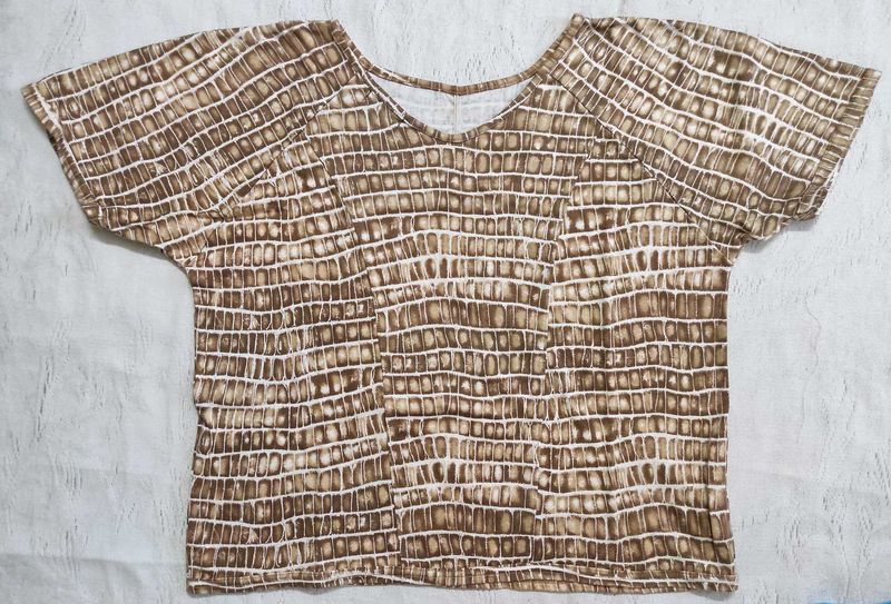 Brown Textured crop-top