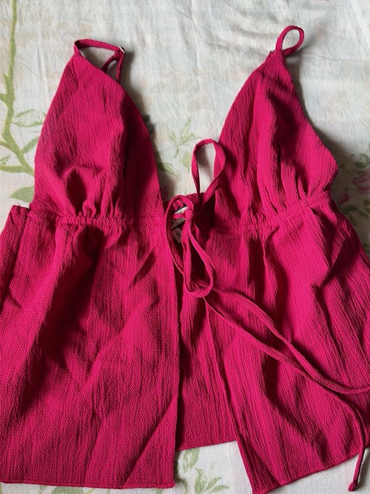 Fuchsia Wrap Front Top