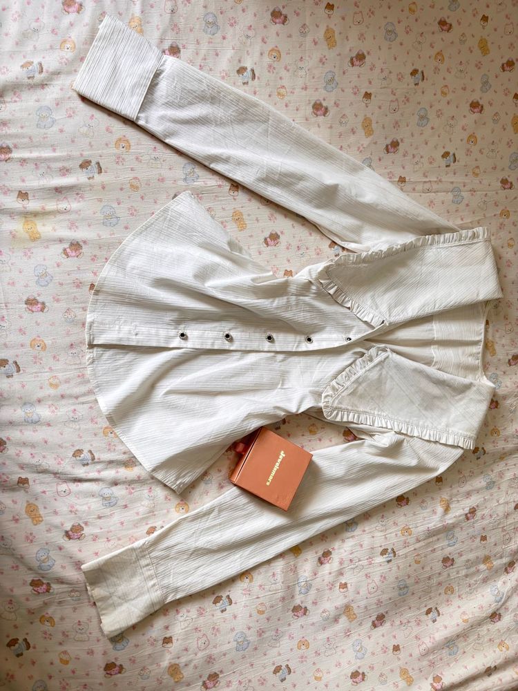 Classic White Striped Button-Up Shirt