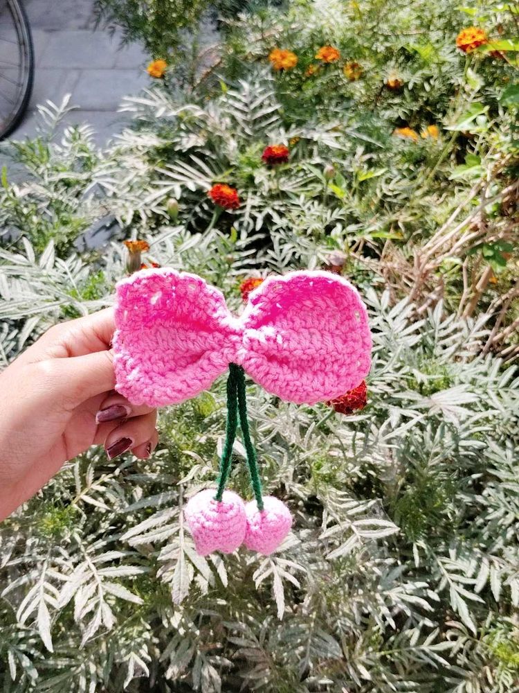 Handmade Crochet Hair Bow Clip