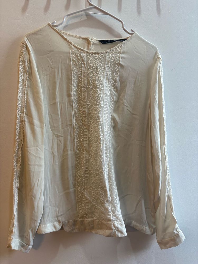 Lace off white formal top ZARA (S-M size)