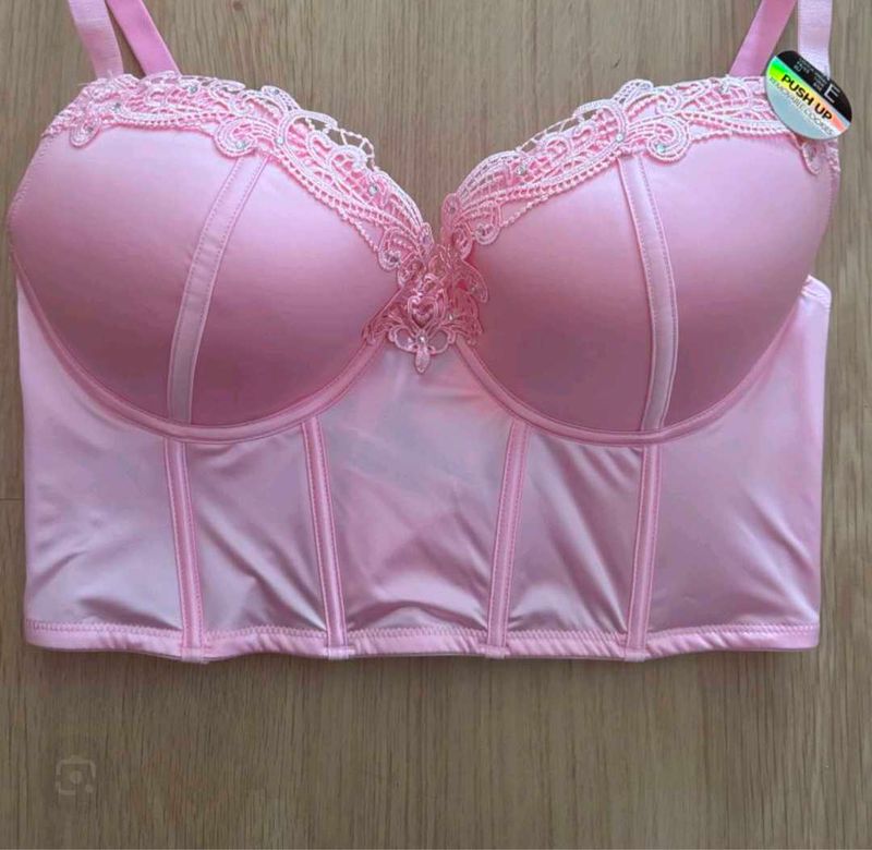 Pink Lace paded pushup corset