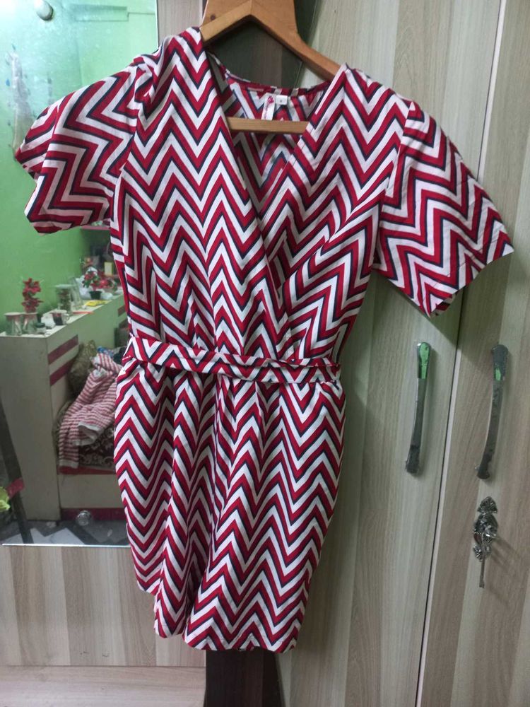 Boho Chevron Print Wrap Dress