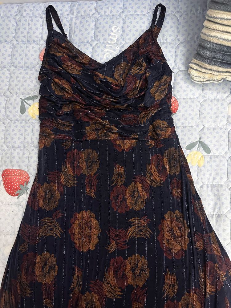 Floral Print Spaghetti maci  Strap Dress