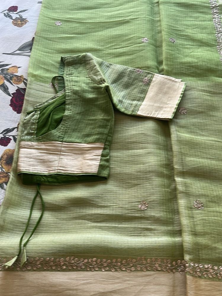 Light Green Saree with Blouse