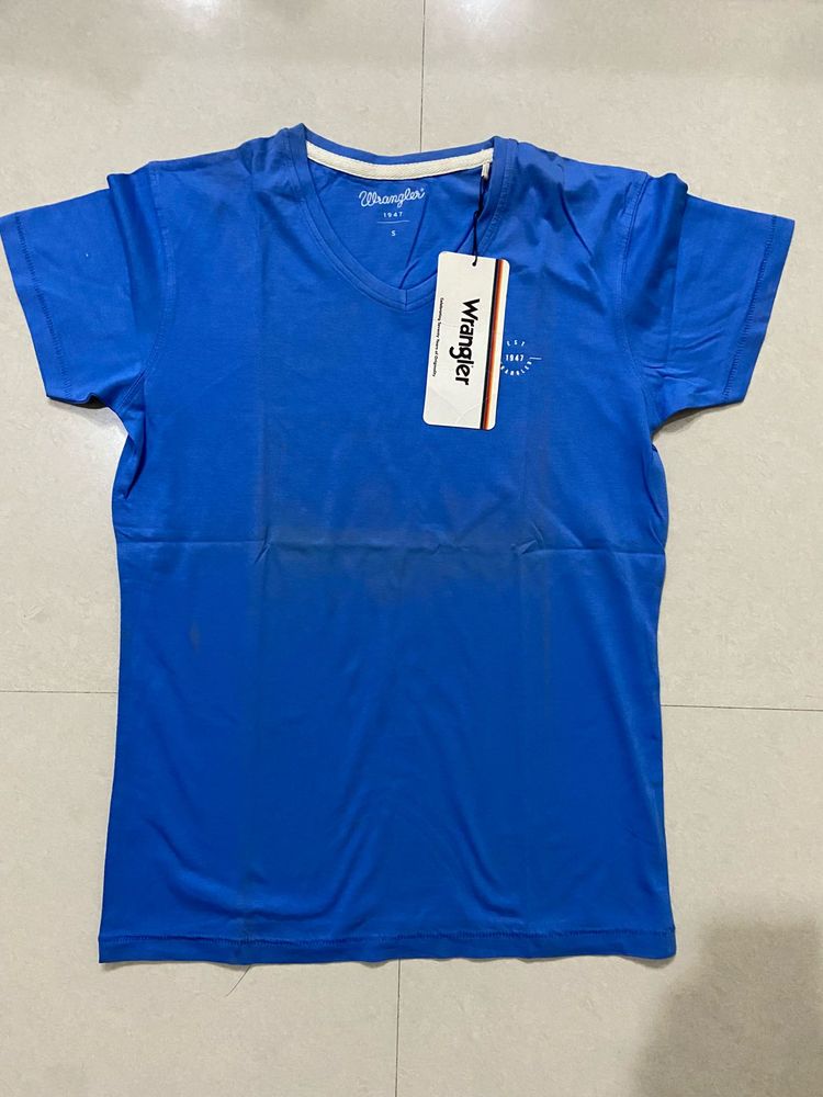 Blue Wrangler V-Neck T-Shirt