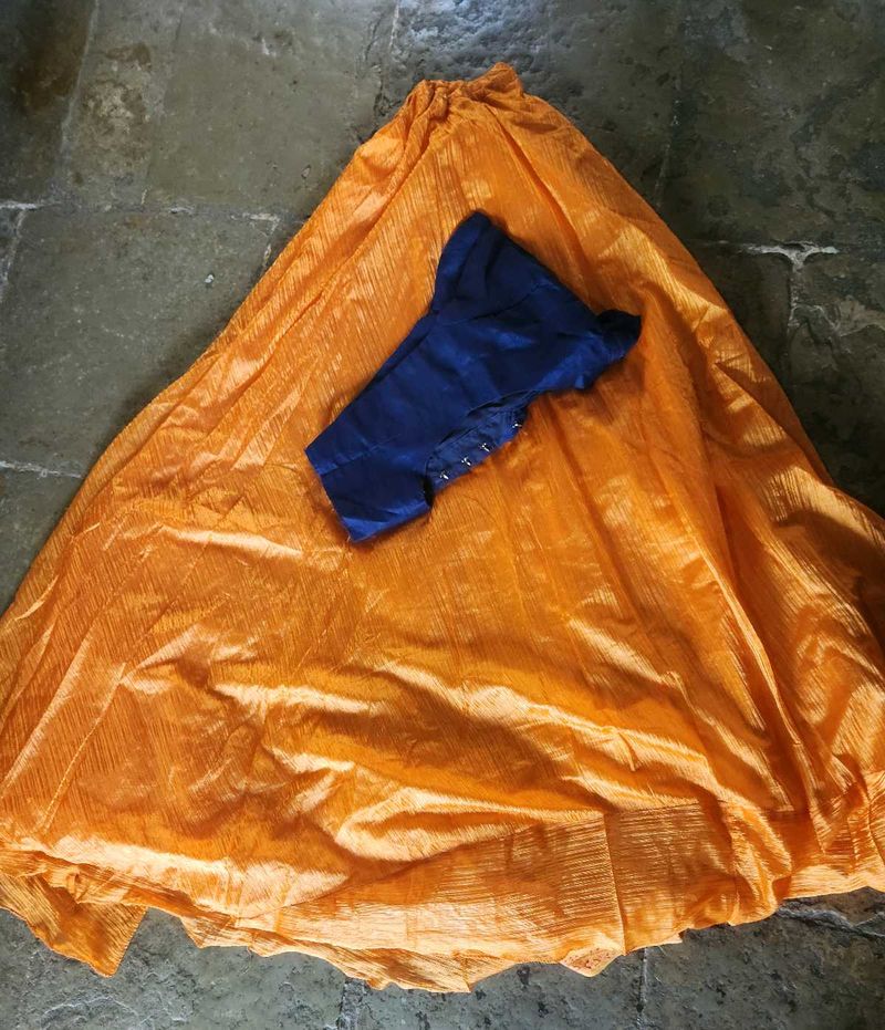 Vibrant Orange Ethnic Lahenga choli